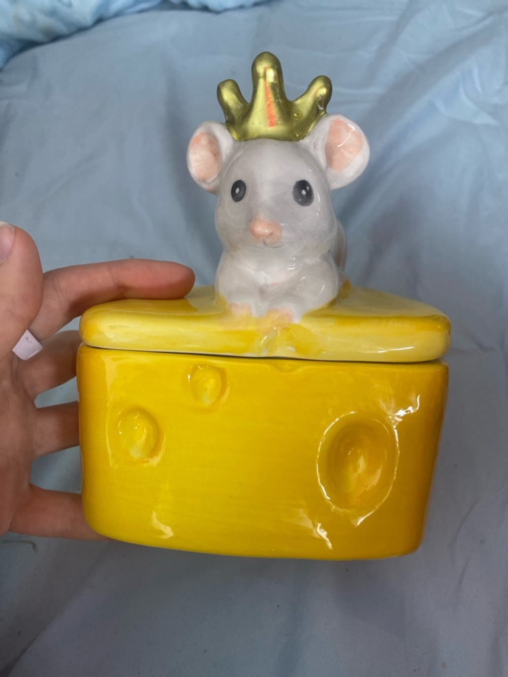 Ceramic Mouse on Cheese Trinket Box - brand new - Picture 7 of 12